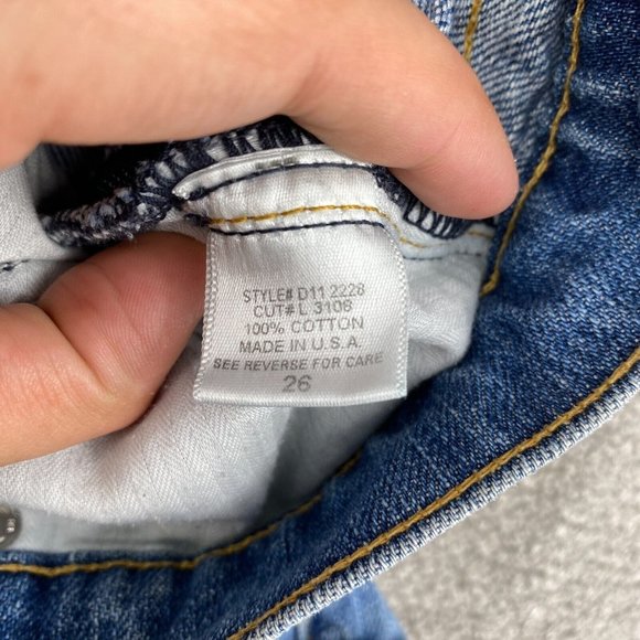 Carmar High Rise Rolled Cuff Jean Shorts Women's 26 Distressed Cotton Denim Blue - Picture 5 of 11